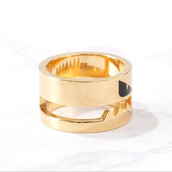 FENDI Ring Bugs Eye Monster Gold x BlackMetal US 10.5